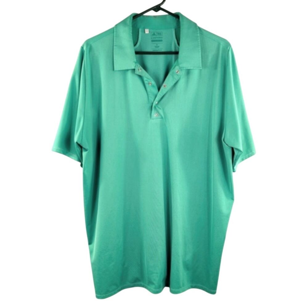 Adidas Mens Large Performance Polo Shirt Green Short Sleeve Golf Stretch Top